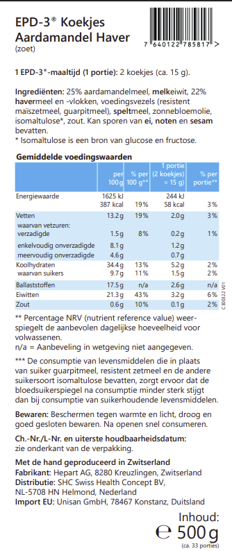 EPD-3 | Koekjes aardamandel-haver | 500 gram